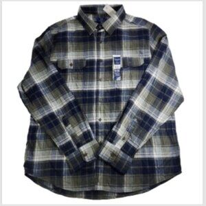 George Super Soft Flannel Shirt Plaid Men’s Size XL Blue Green Long Sleeve NWT